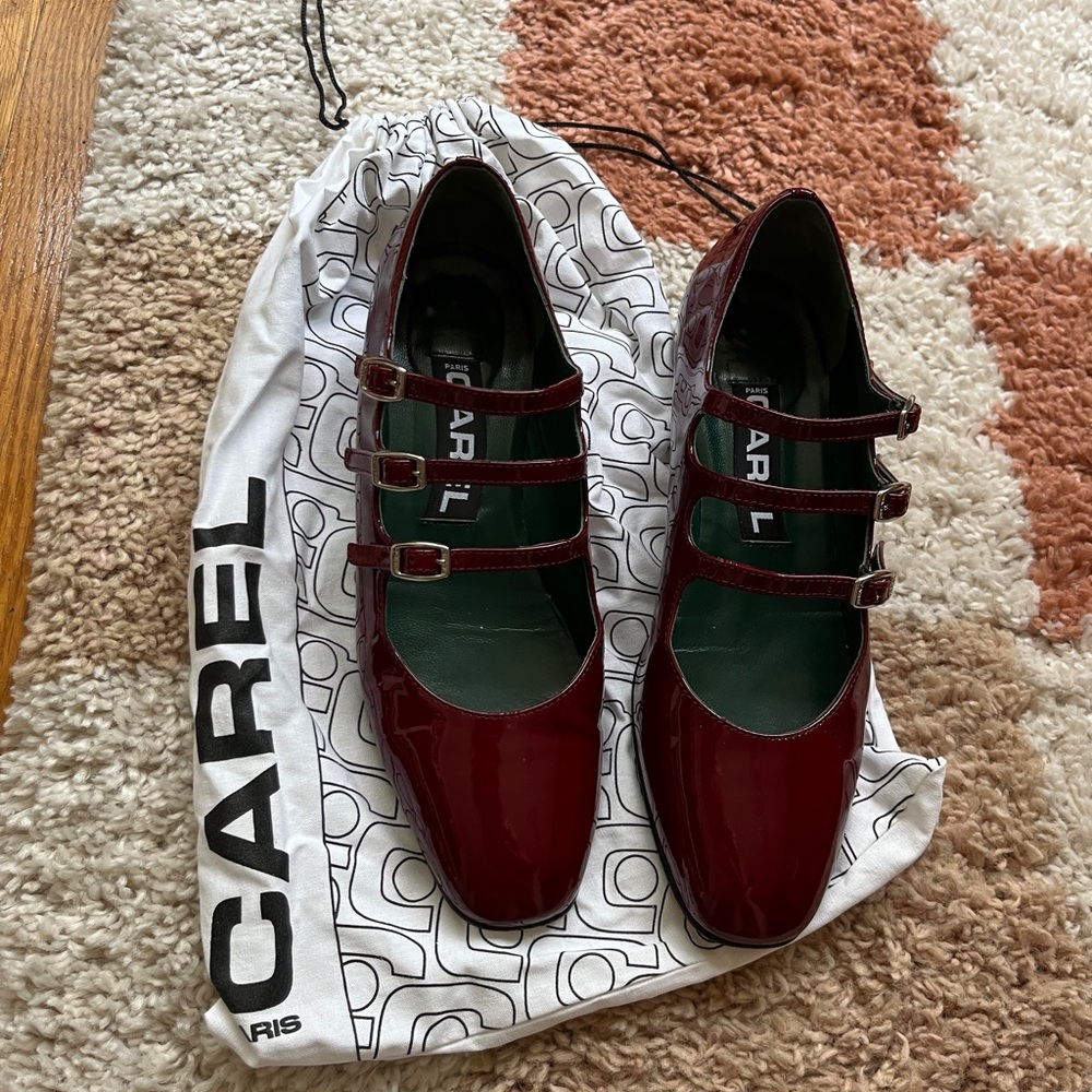 Carel Paris | Ariana Mary Janes in Bordeaux, Patent [Italian] Leather size:36